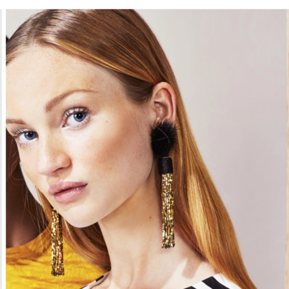 Mignonne Gavigan "Jackie" Mink Statement Earrings - Picture 1 of 4